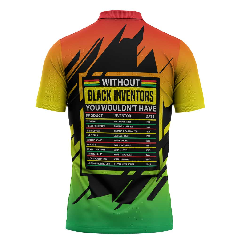 Without Black Inventors Educational List Zipper Polo Shirt Black History Month African