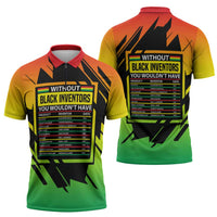 Without Black Inventors Educational List Zipper Polo Shirt Black History Month African