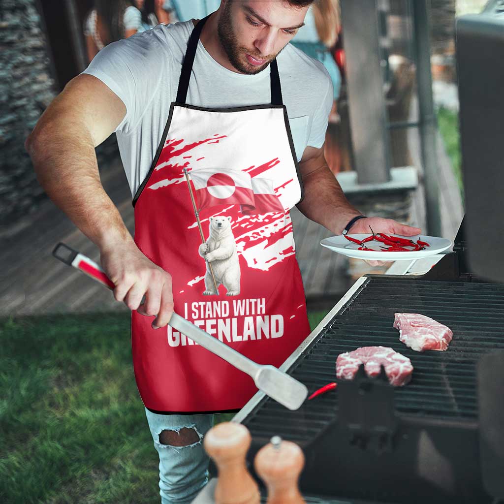 I Stand With Greenland Polar Bear Apron with Splattered Flag Pattern