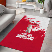 I Stand With Greenland Polar Bear Area Rug with Splattered Flag Pattern