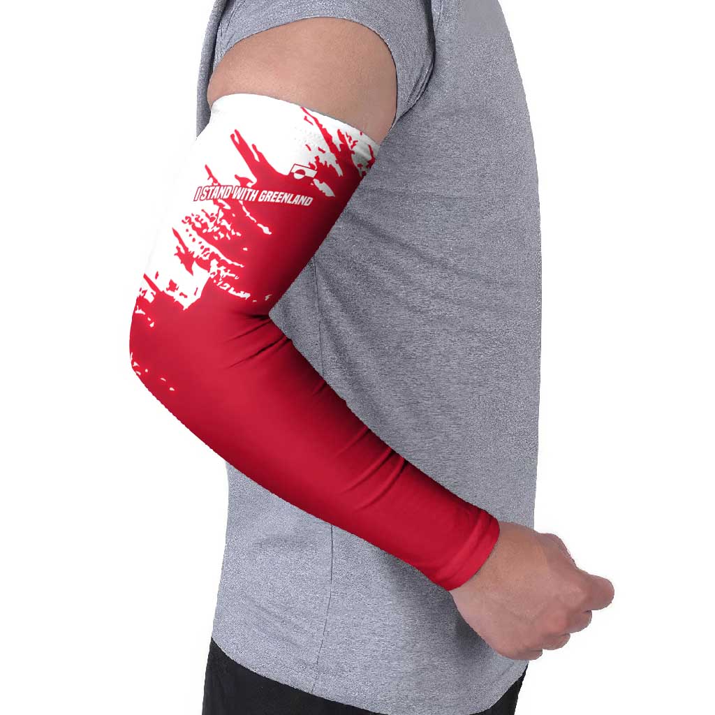 I Stand With Greenland Polar Bear Arm Sleeves with Splattered Flag Pattern