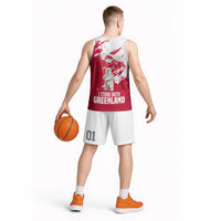 I Stand With Greenland Polar Bear Basketball Jersey with Splattered Flag Pattern