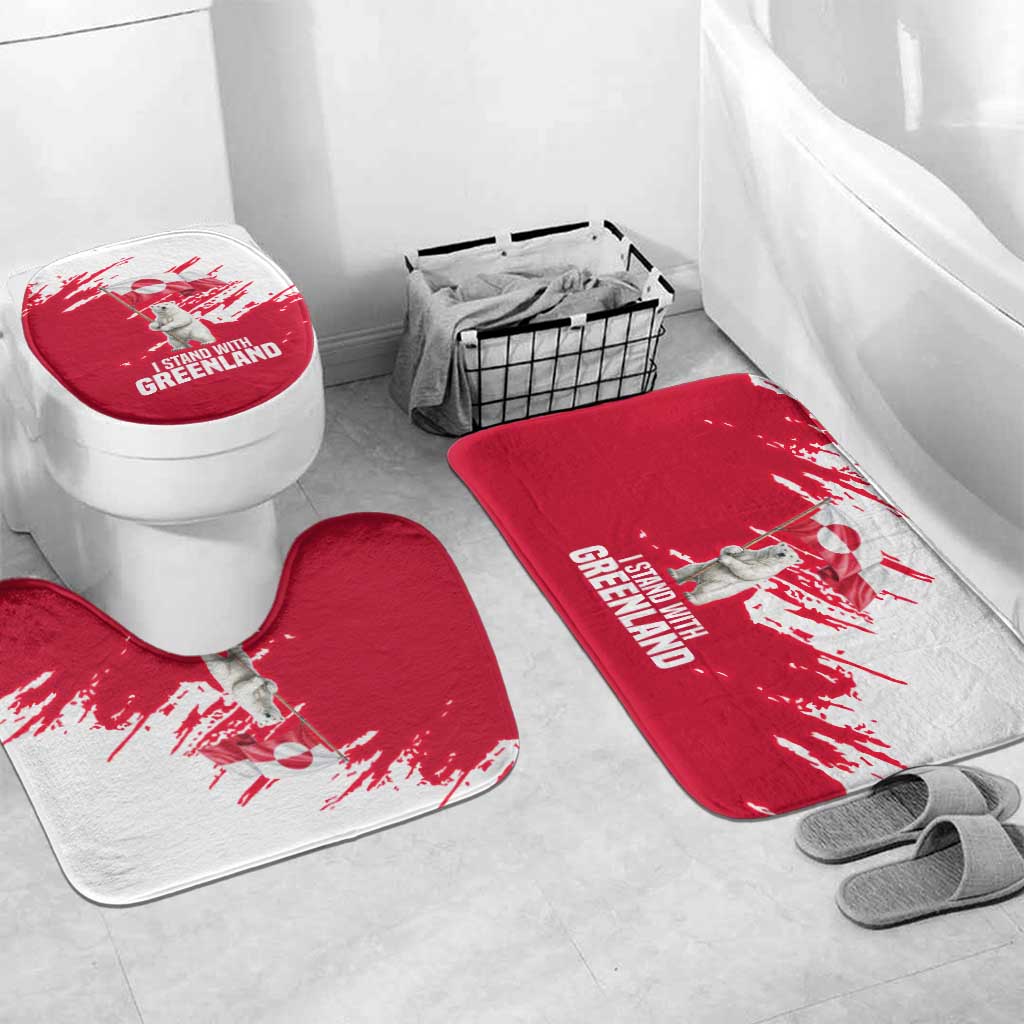I Stand With Greenland Polar Bear Bathroom Set with Splattered Flag Pattern
