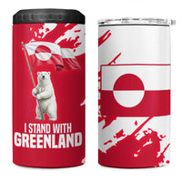 I Stand With Greenland Polar Bear 4 in 1 Can Cooler Tumbler with Splattered Flag Pattern