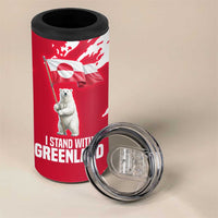 I Stand With Greenland Polar Bear 4 in 1 Can Cooler Tumbler with Splattered Flag Pattern