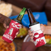 I Stand With Greenland Polar Bear 4 in 1 Can Cooler Tumbler with Splattered Flag Pattern
