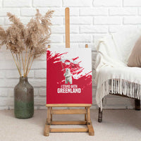 I Stand With Greenland Polar Bear Canvas Wall Art with Splattered Flag Pattern