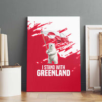 I Stand With Greenland Polar Bear Canvas Wall Art with Splattered Flag Pattern