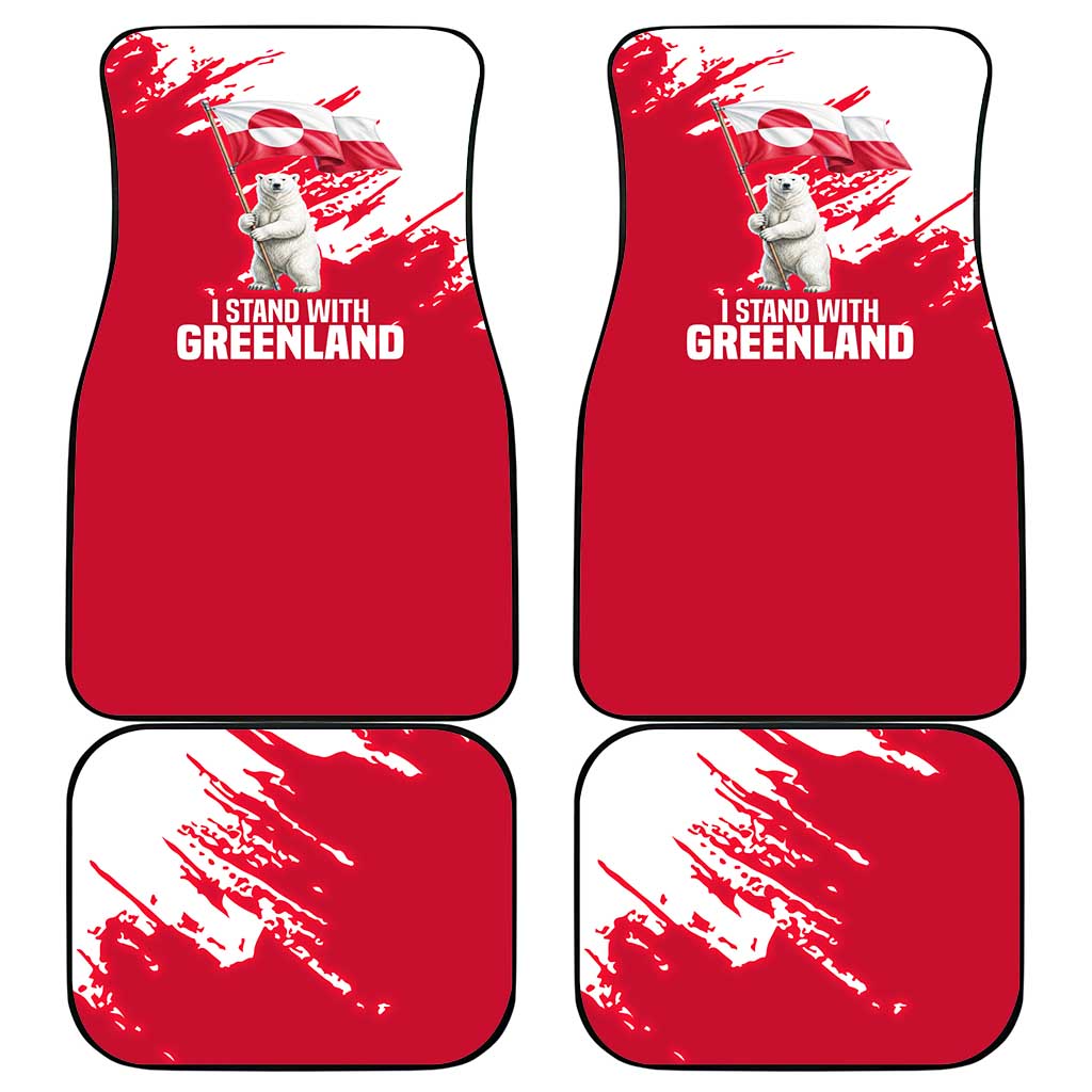 I Stand With Greenland Polar Bear Car Mats with Splattered Flag Pattern