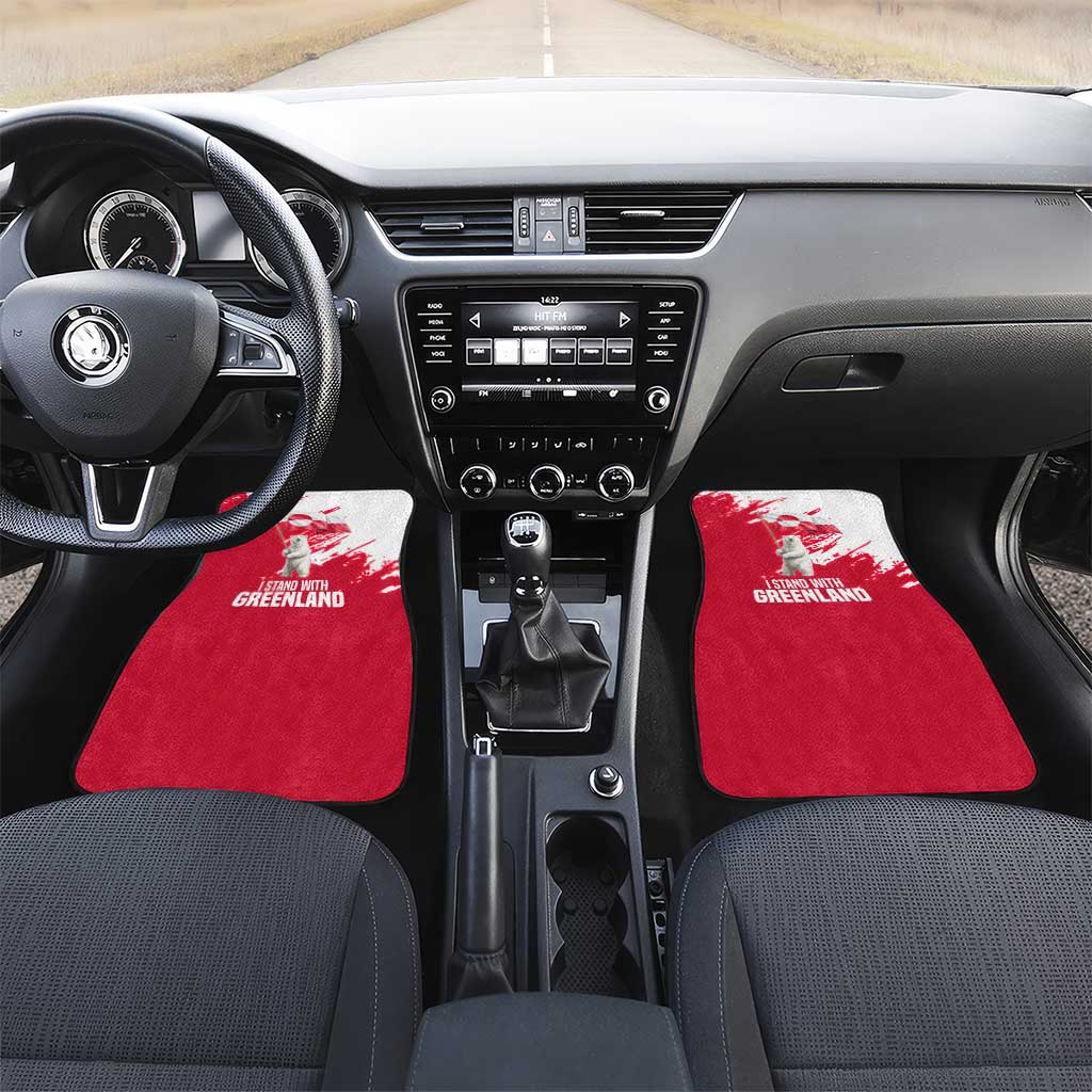 I Stand With Greenland Polar Bear Car Mats with Splattered Flag Pattern