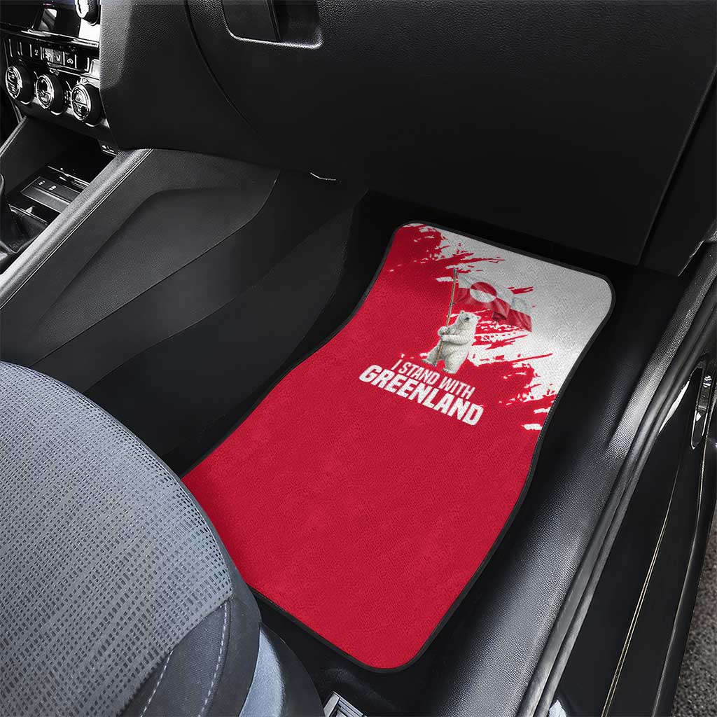 I Stand With Greenland Polar Bear Car Mats with Splattered Flag Pattern