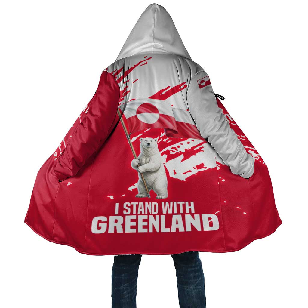I Stand With Greenland Polar Bear Cloak with Splattered Flag Pattern