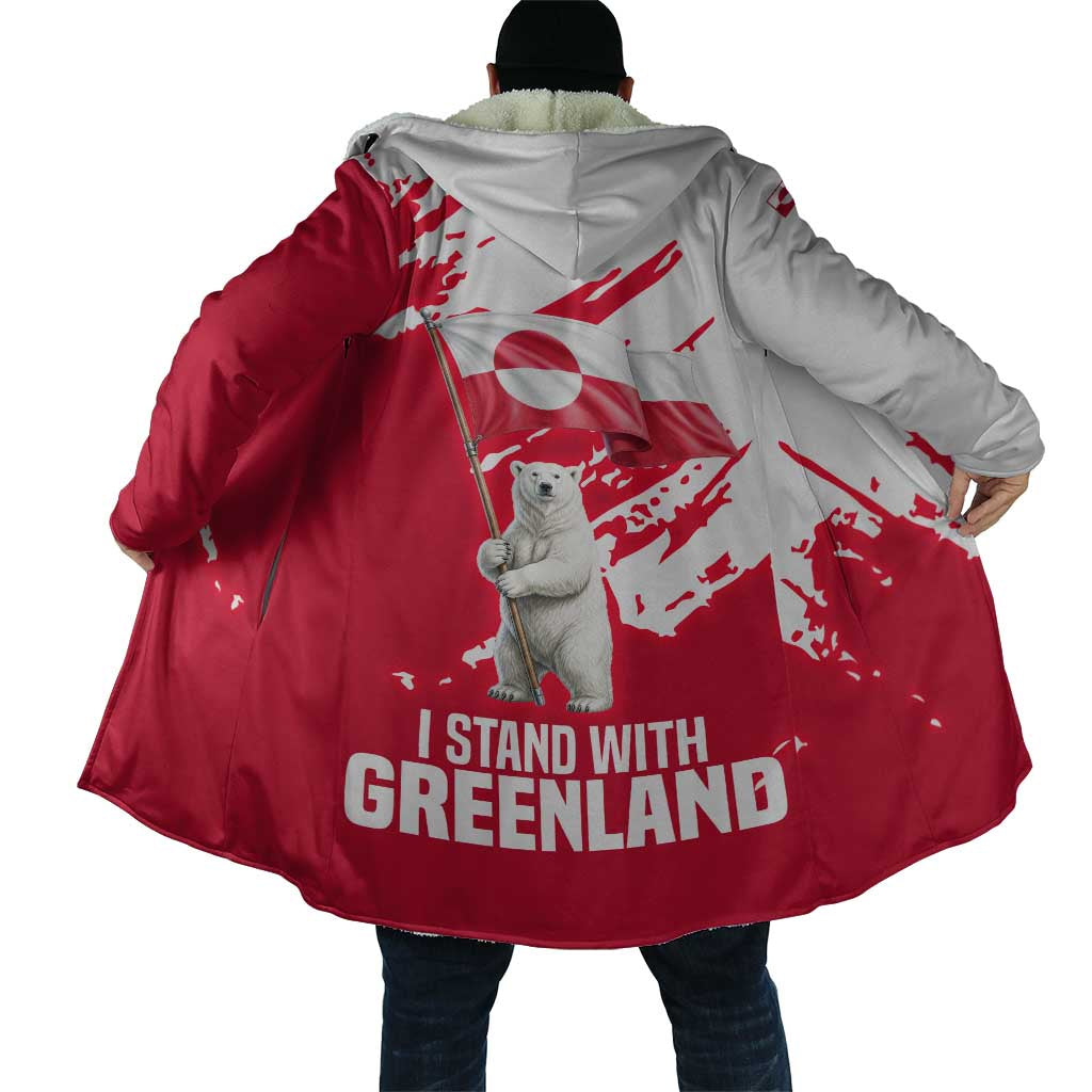 I Stand With Greenland Polar Bear Cloak with Splattered Flag Pattern