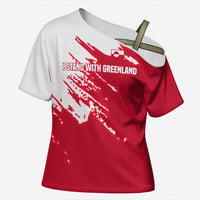 I Stand With Greenland Polar Bear Cross Shoulder Shirt with Splattered Flag Pattern