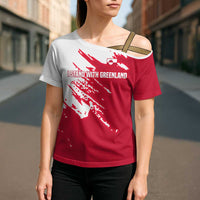 I Stand With Greenland Polar Bear Cross Shoulder Shirt with Splattered Flag Pattern