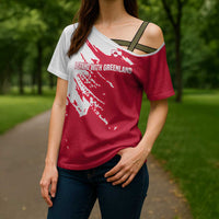 I Stand With Greenland Polar Bear Cross Shoulder Shirt with Splattered Flag Pattern