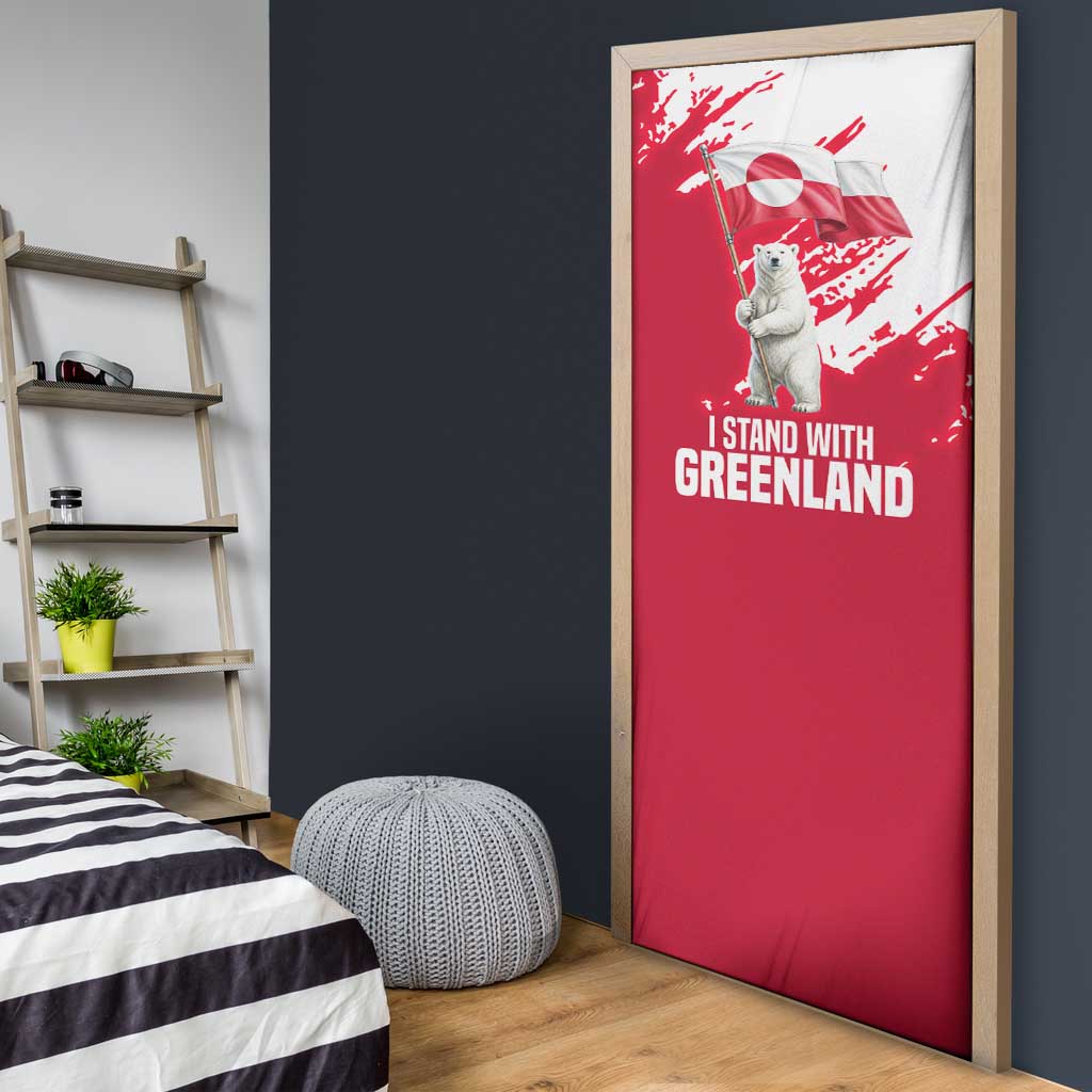 I Stand With Greenland Polar Bear Door Cover with Splattered Flag Pattern