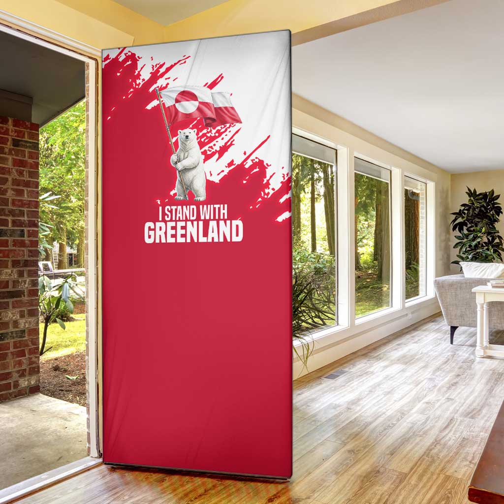 I Stand With Greenland Polar Bear Door Cover with Splattered Flag Pattern