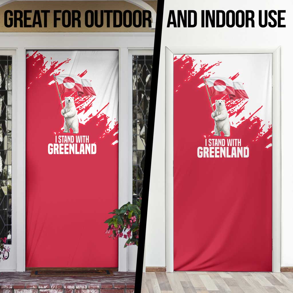 I Stand With Greenland Polar Bear Door Cover with Splattered Flag Pattern