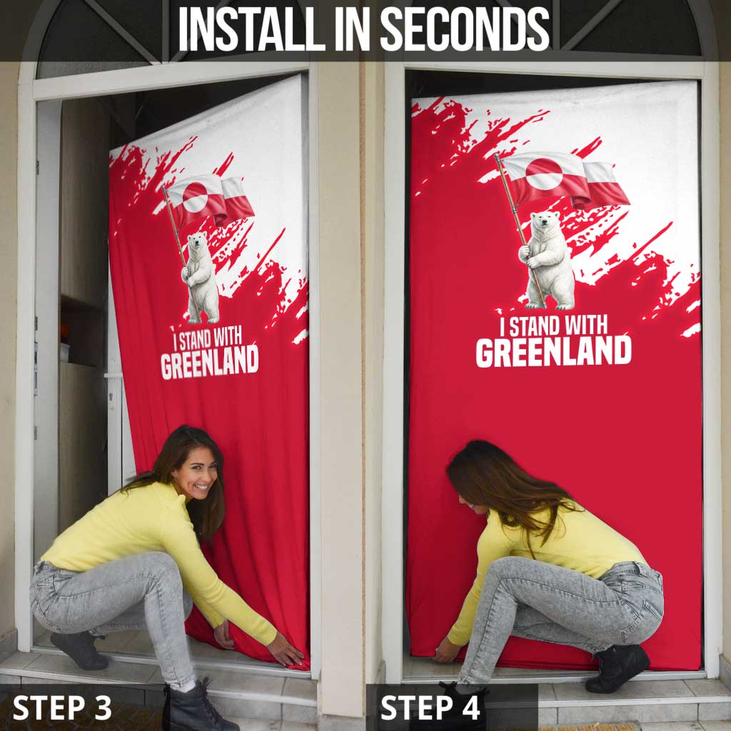 I Stand With Greenland Polar Bear Door Cover with Splattered Flag Pattern