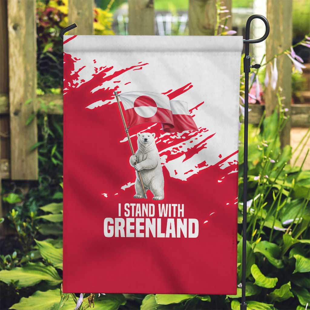 I Stand With Greenland Polar Bear Garden Flag with Splattered Flag Pattern
