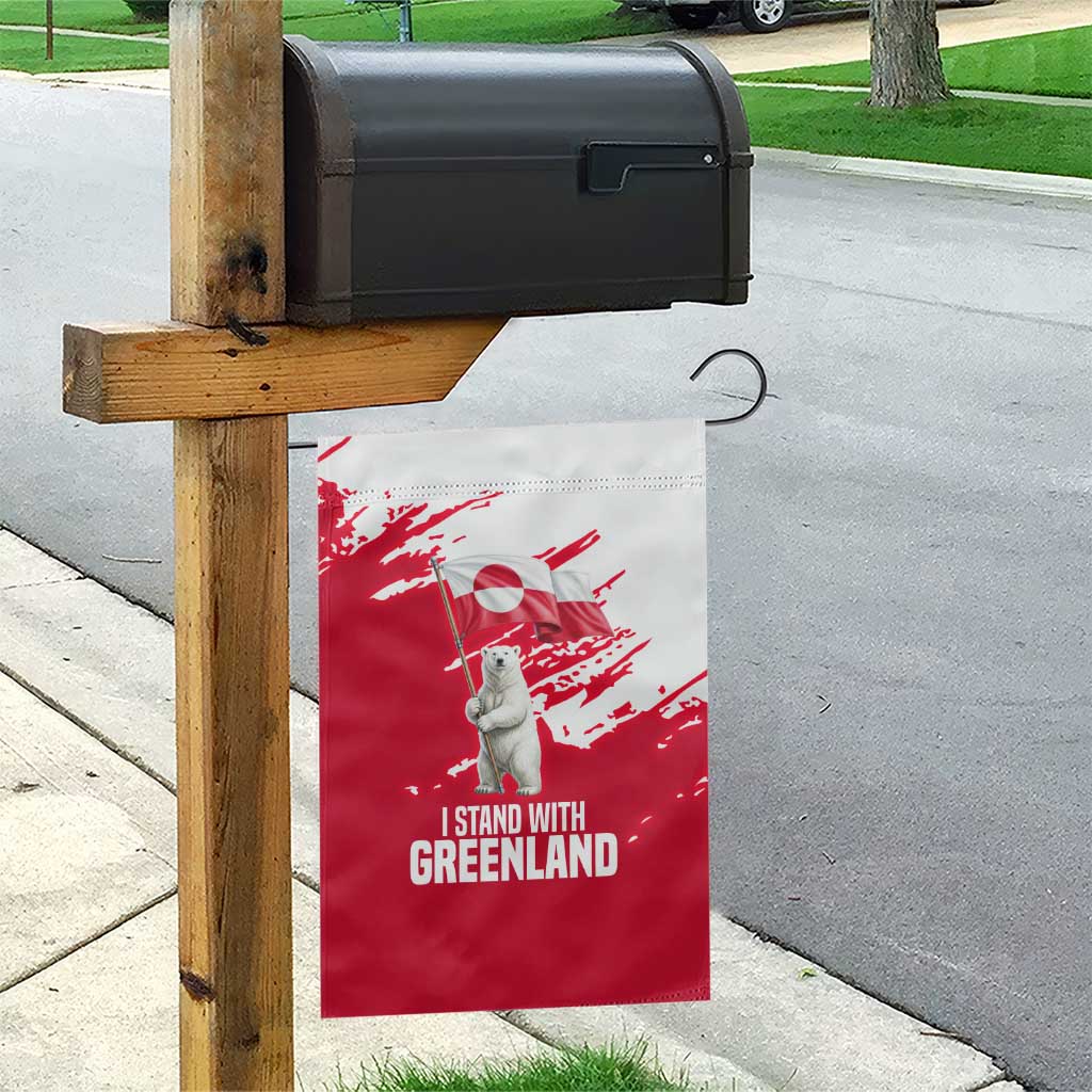 I Stand With Greenland Polar Bear Garden Flag with Splattered Flag Pattern