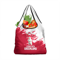 I Stand With Greenland Polar Bear Grocery Bag with Splattered Flag Pattern