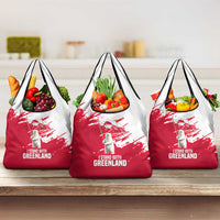 I Stand With Greenland Polar Bear Grocery Bag with Splattered Flag Pattern