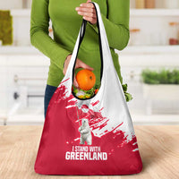I Stand With Greenland Polar Bear Grocery Bag with Splattered Flag Pattern