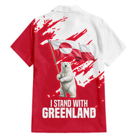 I Stand With Greenland Polar Bear Hawaiian Shirt with Splattered Flag Pattern