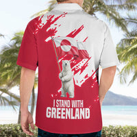 I Stand With Greenland Polar Bear Hawaiian Shirt with Splattered Flag Pattern