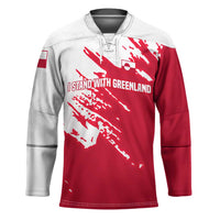 I Stand With Greenland Polar Bear Hockey Jersey with Splattered Flag Pattern