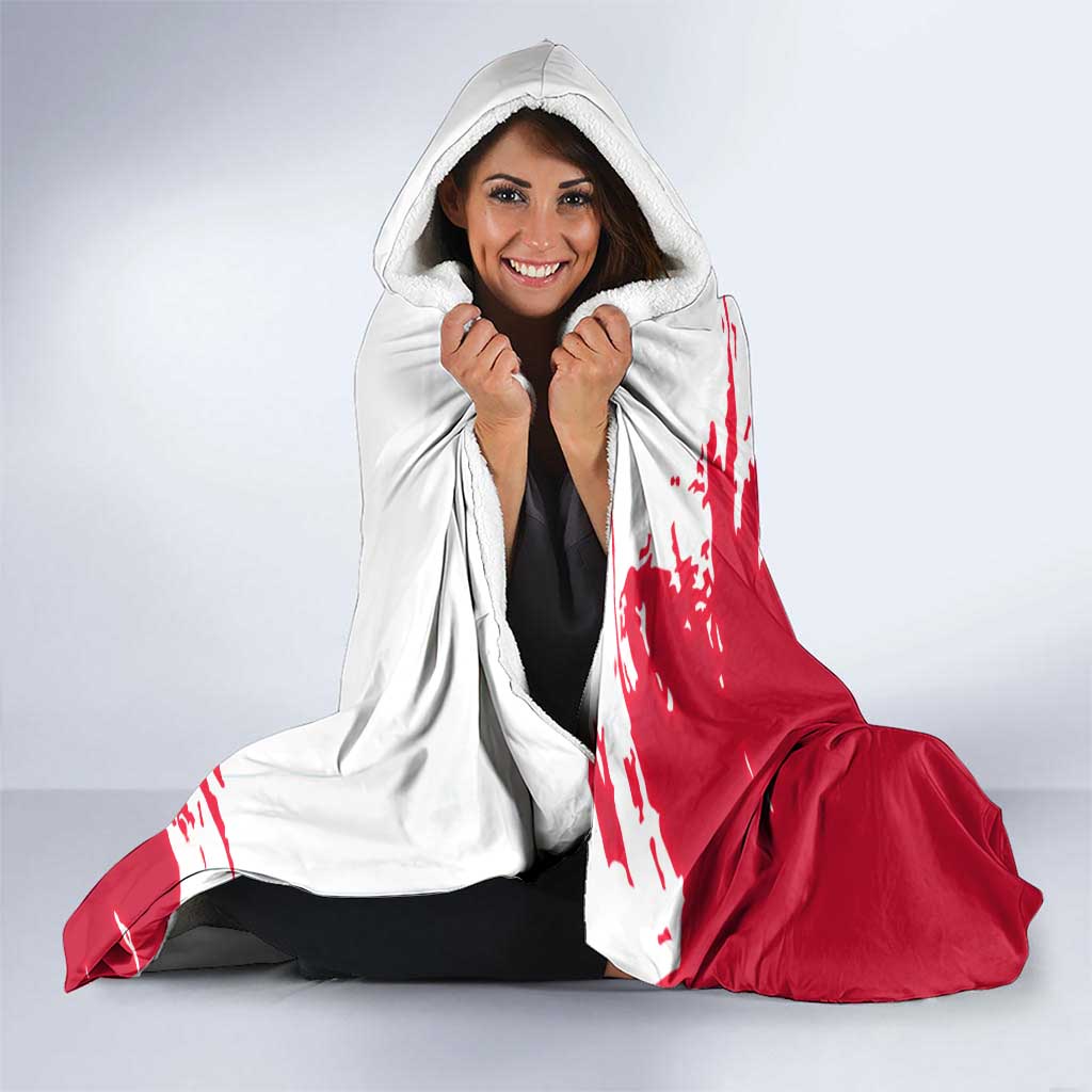 I Stand With Greenland Polar Bear Hooded Blanket with Splattered Flag Pattern