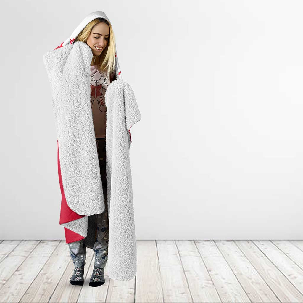 I Stand With Greenland Polar Bear Hooded Blanket with Splattered Flag Pattern