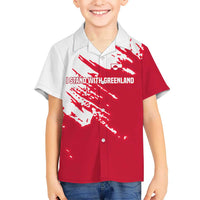 I Stand With Greenland Polar Bear Kid Hawaiian Shirt with Splattered Flag Pattern