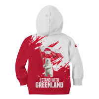 I Stand With Greenland Polar Bear Kid Hoodie with Splattered Flag Pattern