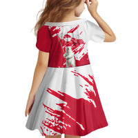 I Stand With Greenland Polar Bear Kid Short Sleeve Dress with Splattered Flag Pattern