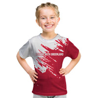 I Stand With Greenland Polar Bear Kid T Shirt with Splattered Flag Pattern
