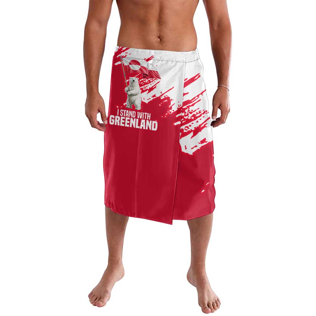 I Stand With Greenland Polar Bear Lavalava with Splattered Flag Pattern