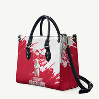 I Stand With Greenland Polar Bear Leather Bag with Splattered Flag Pattern