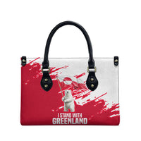 I Stand With Greenland Polar Bear Leather Bag with Splattered Flag Pattern