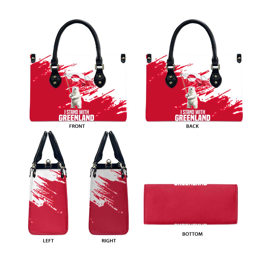 I Stand With Greenland Polar Bear Leather Bag with Splattered Flag Pattern