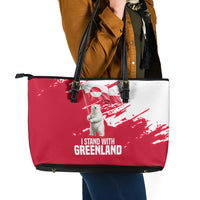 I Stand With Greenland Polar Bear Leather Tote Bag with Splattered Flag Pattern