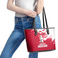 I Stand With Greenland Polar Bear Leather Tote Bag with Splattered Flag Pattern