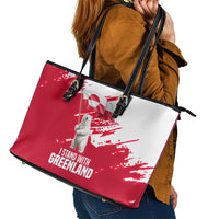 I Stand With Greenland Polar Bear Leather Tote Bag with Splattered Flag Pattern