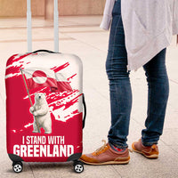 I Stand With Greenland Polar Bear Luggage Cover with Splattered Flag Pattern