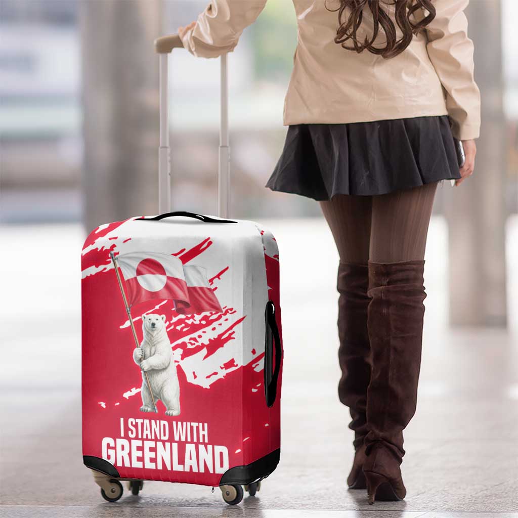 I Stand With Greenland Polar Bear Luggage Cover with Splattered Flag Pattern
