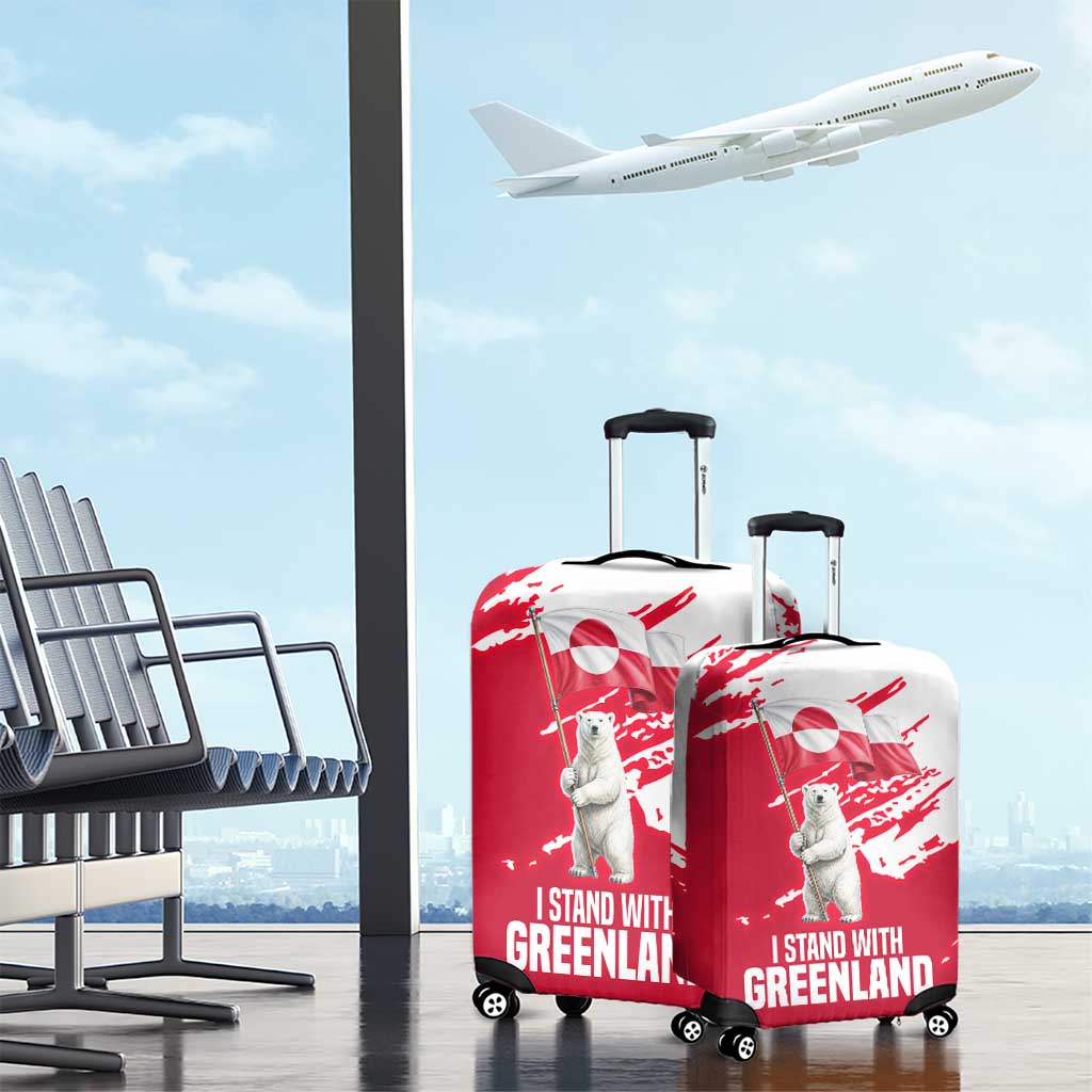 I Stand With Greenland Polar Bear Luggage Cover with Splattered Flag Pattern