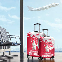 I Stand With Greenland Polar Bear Luggage Cover with Splattered Flag Pattern