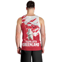 I Stand With Greenland Polar Bear Men Tank Top with Splattered Flag Pattern